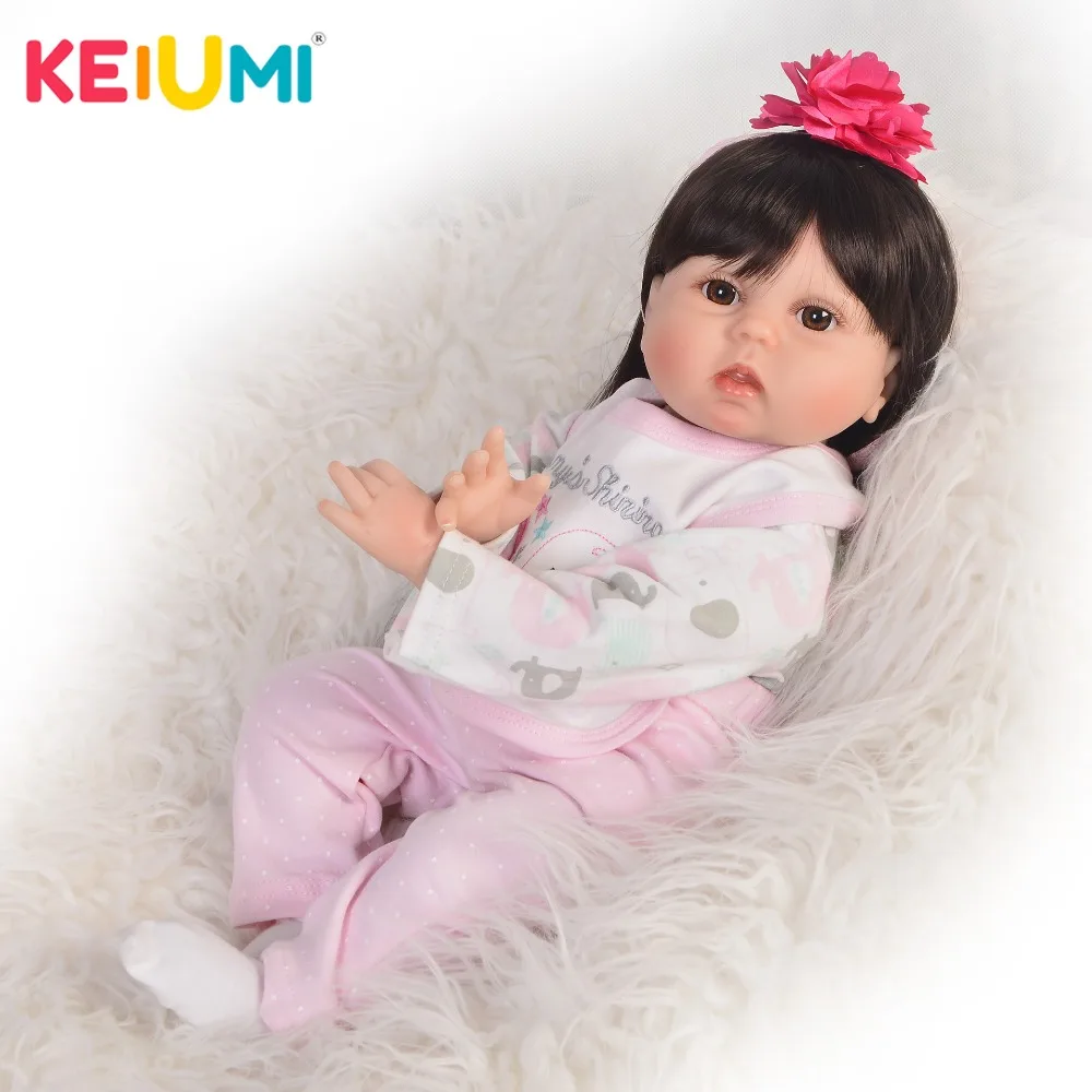 

KEIUMI 22'' Fashion Stuffed Dolls Realistic Princess Touch Real Reborn Baby Girl Doll Bebe with Long hair For kids XMAS Gifts