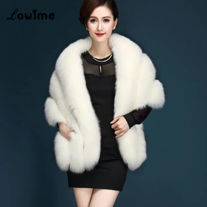 Vrouwen Faux Fur Stola Wrap Mode Bruids Capes Winter Bruiloft Jas Mariage In Voorraad Ivoor Zwart Goedkope Bont Bolero|winter wedding jackets|bridal capewedding jacket - AliExpress