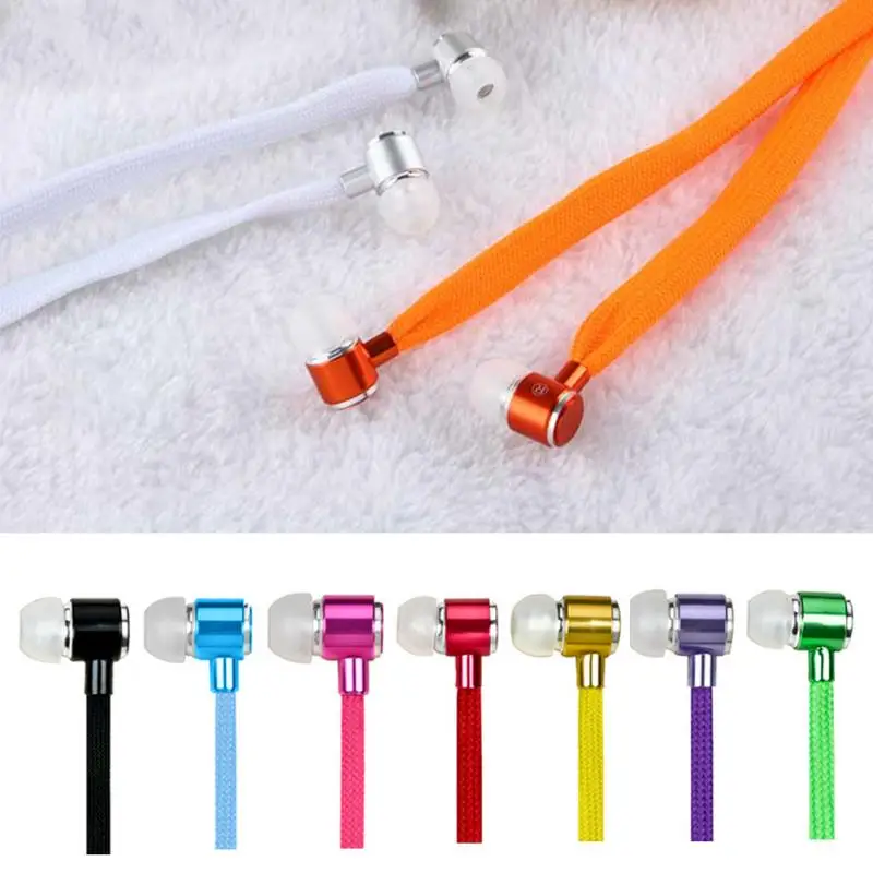 Shoelace Earphone cord Metal In Ear 3.5mm jack Earphones Bass Headset Stereo Sport Headphones With Mic#20