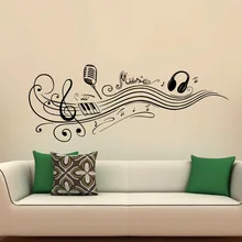Ноты Настенные Наклейки Микрофон Наушники Винил Стены Искусства Наклейки Home Decor Для Музыкальных Номеров