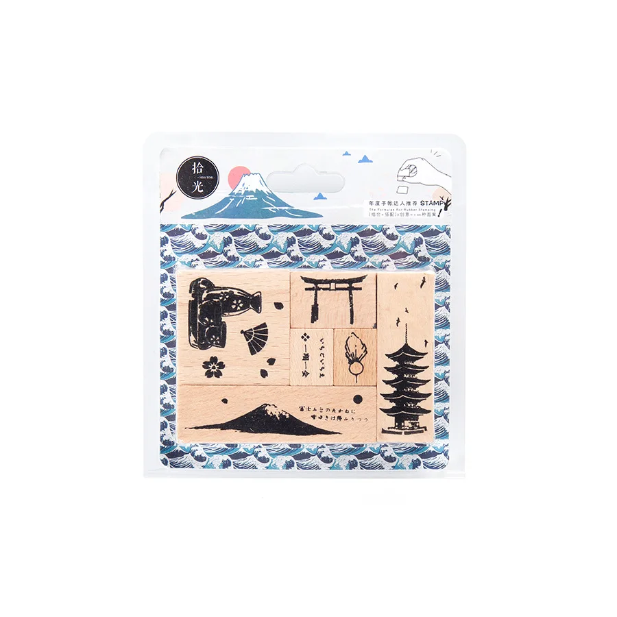 

1 Set Vintage Japanese Style Fuji Plants Flower stamp DIY wooden rubber stamps for scrapbooking stationery scrapbooking standard