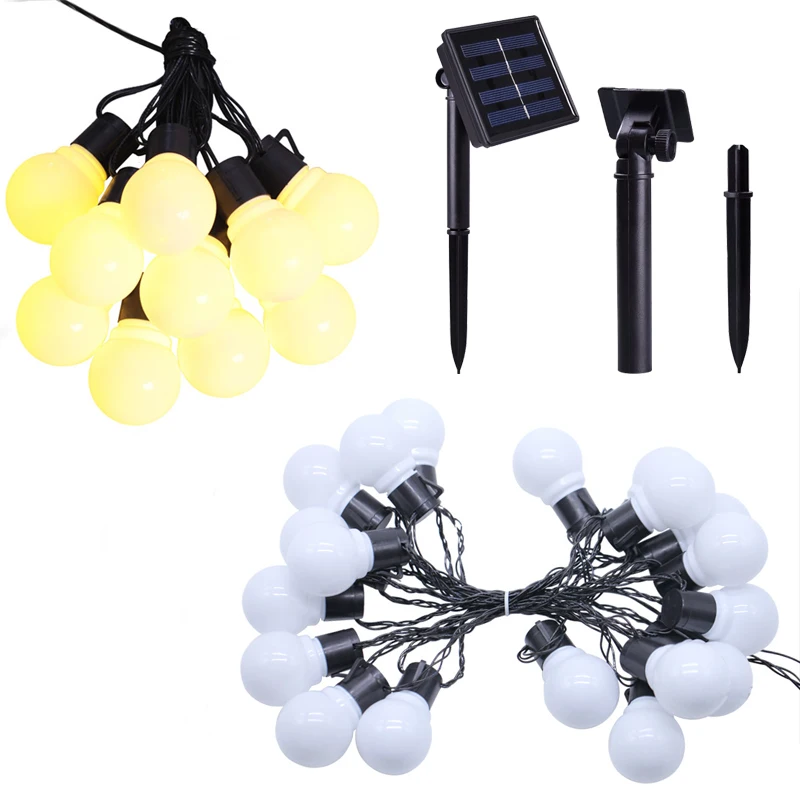 

5M 20LED Waterproof Solar G50 Bulbs String Light Outdoor Christmas Fairy Garland For Garden Party Wedding Decoration