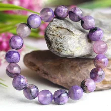 Натуральный фиолетовый Чароит готовой стрейч браслет круглый свободные 10 мм бусины ювелирные изделия DIY 04106