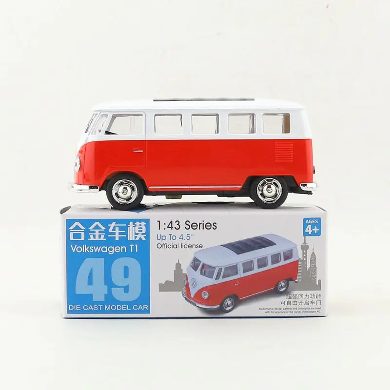 1 шт. 1:43 серии 4,5 ''11,2 см Volkswagen T1 автобус автомобиль вытяните назад сплава Модель автомобиля коллекция крутой мальчик игрушка подарок