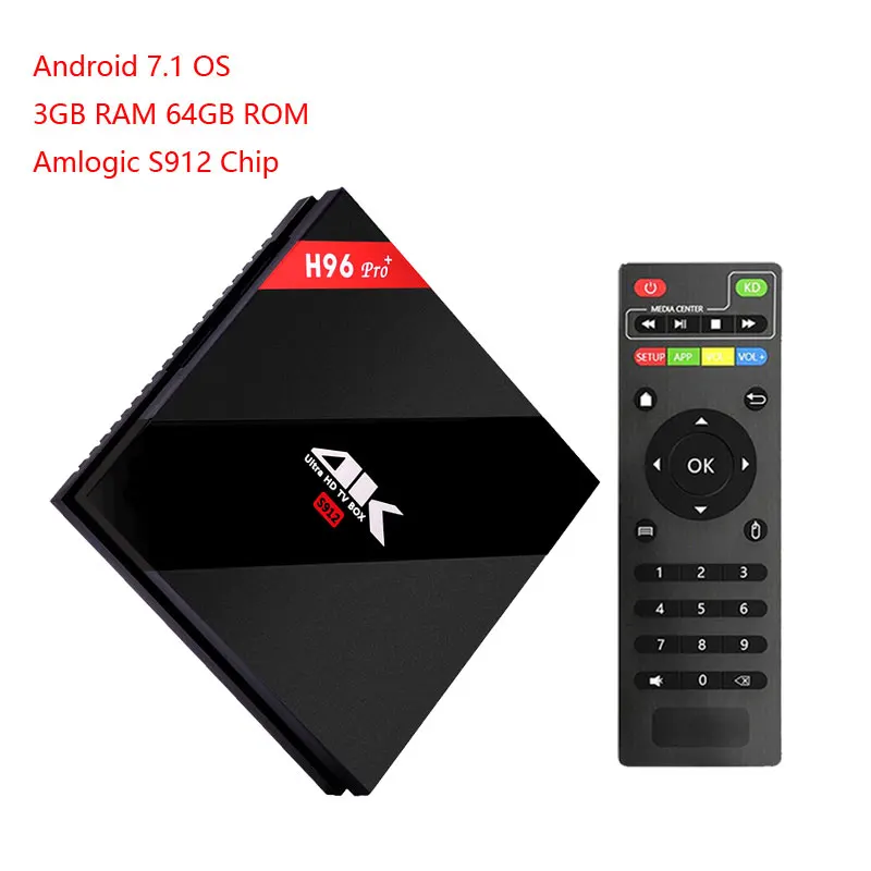 H96 Pro Plus 3 GB 64 GB ТВ Box Android 7,1 Octa Core 4 K Amlogic S912 3 Гб 32 2,4g/5 ГГц Wi-Fi BT4.1 1000 м Декодер каналов кабельного телевидения PK X96 - Цвет: 3GB 64GB TV BOX