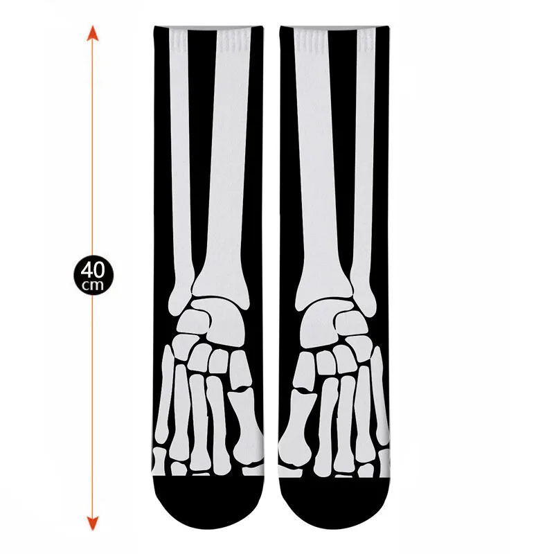 Мужские модные носки с 3d принтом в виде черепа, рентгеновские носки, мужские забавные сахарный череп скелет, длинные носки, уличные трендовые носки без пятки с облаками