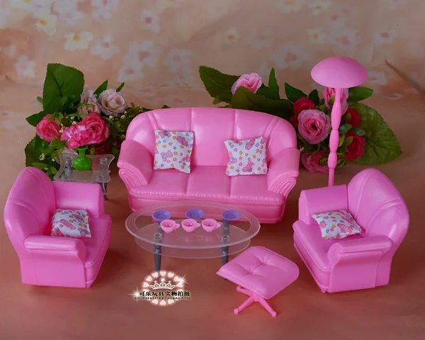 Новые аксессуары для кукол принцесса розовая мебель для моделирования гостиной диван для куклы Барби diy игровые наборы игрушки для девочек 1/6 - Цвет: not include the doll