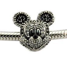 DIY подходит Pandora шармы браслеты сверкающая мышь Portriat бусины стерлингового серебра 925-ювелирные изделия