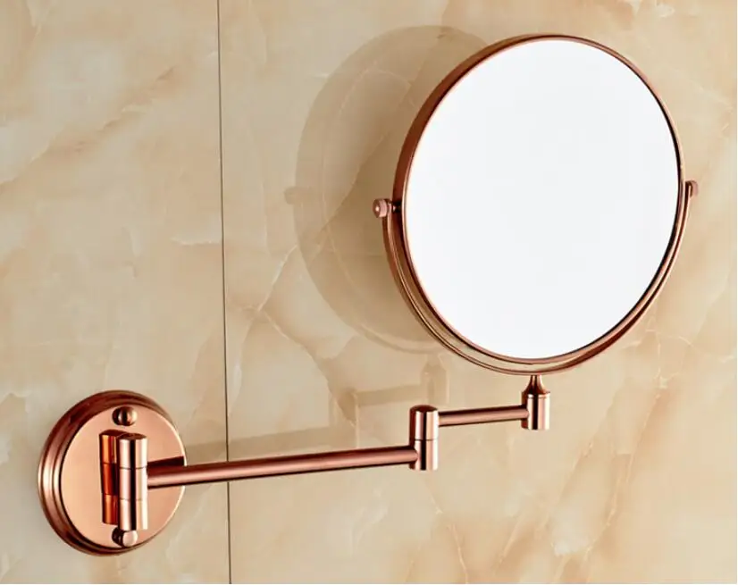 Bathroom Mirror Wall Mounted 8 inch Brass 3X/1X Magnifying Mirror Folding Rose gold/Gold Makeup Mirror Cosmetic Mirror Lady Gift