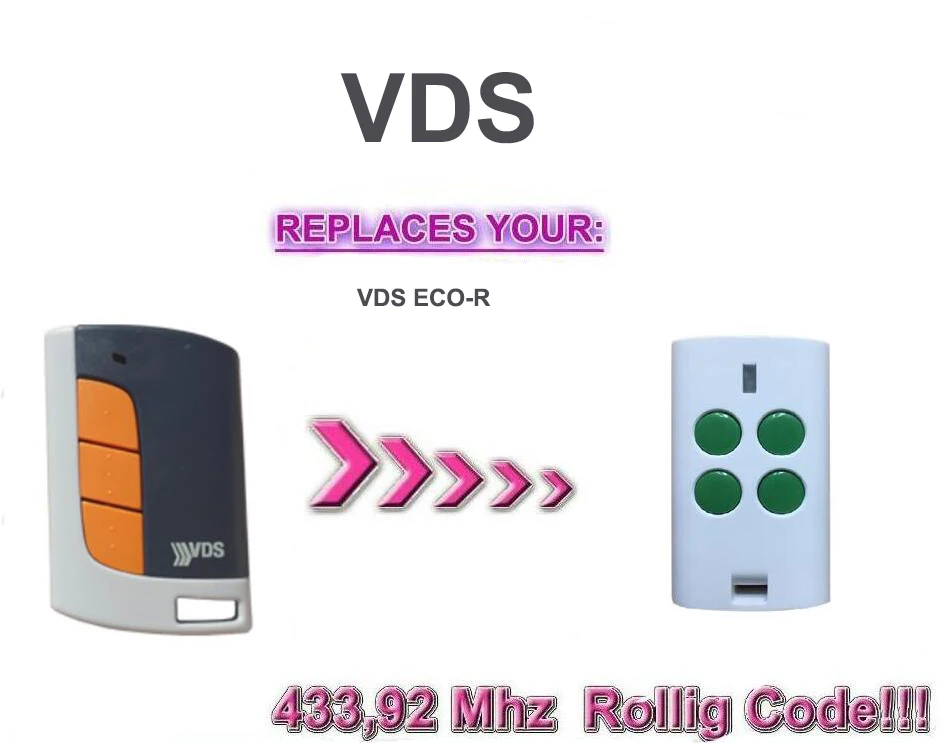 

VDS ECO-R Garage remote rolling code copy 433.92MHz