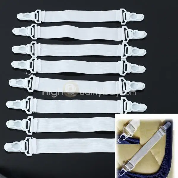

4pcs/Set Useful Elastic Bed Sheet Clip Fasteners Mattress Cover Blankets Grippers Holder White Fixing Slip-Resistant Belt