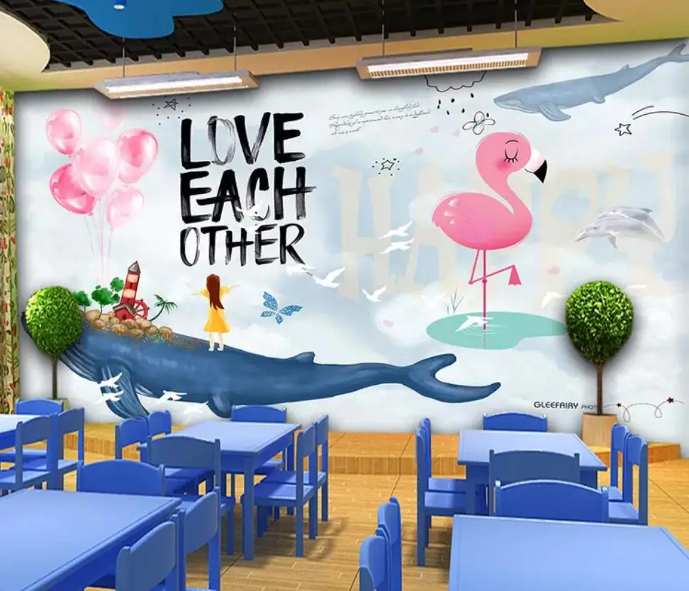 

Hand-painted cartoon girl sky dream living room bedroom background wall decoration wallpaper murals