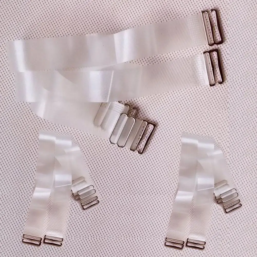 3 Pair Adjustable Invisible Transparent Clear Bra Shoulder Strap Metal
