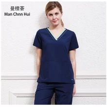 Медицинский скраб для ухода Униформа доктора медсестры с коротким рукавом Униформа стоматология оральная клиника домашнее животное доктор Спецодежда комбинезон костюм