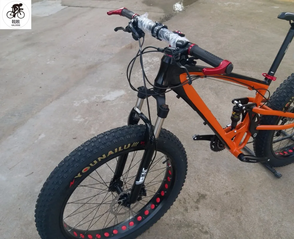 Cheap Kalosse  26*4.0 tires   24/27/30 speed  snow  mountain bike Soft-tail frame  DH/AM/FR Beach  bike 3
