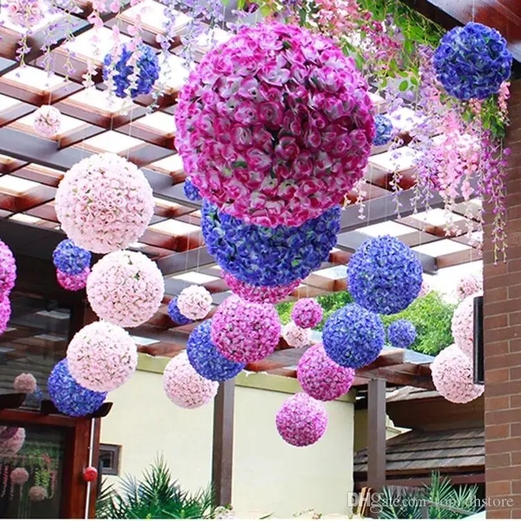 

6 To 24 Inch Artificial Rose Ball Artificial Flower Silk Pomander Roses Kissing Balls Fake Flowers For Party Decoration Wedding