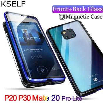 

Luxury Full Body Protective Magnetic Case For Huawei P30 Pro Case 360 Transparent Tempered Glass Cover for Huawei P30Pro Case