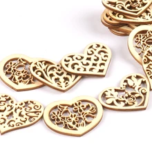 12 шт смешанный узор в виде сердца из натурального дерева для скрапбукинга полый цветок случайный для украшения дерева m2127