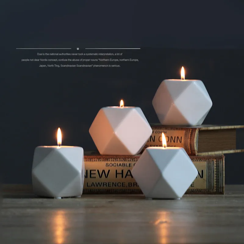 

MRZOOT Simple Home Decoration Fashion Geometric Nordic Candle Candlestick Table Resin Ceramic Crafts Household For I