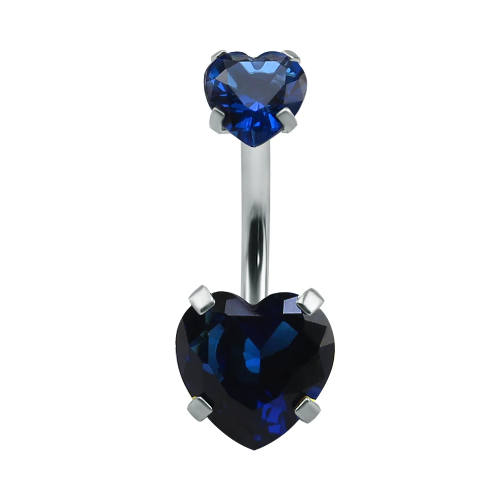 Сердце кристалл пупка кольца 14 г пупка пирсинг ювелирные изделия Горячие летние женские ювелирные изделия CZ Пирсинг-серьги для пупка Nombril - Окраска металла: Blue