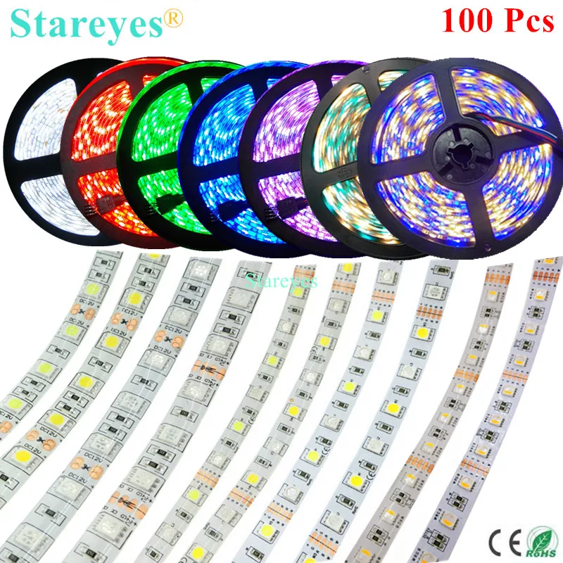 

Wholesale 100 Pieces SMD 5050 60 LED/M 300 LED White Warm white RGB RGBW RGBWW 4 in 1 RGBW RGBWW LED Strip tape string lighting