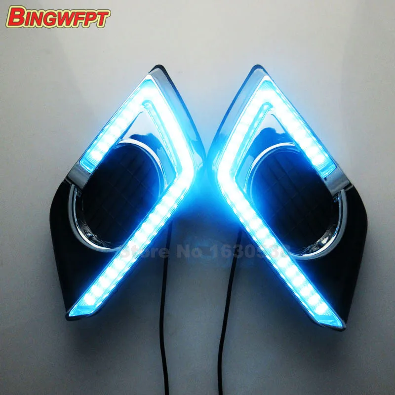 

2PCS/pair daytime running drl 12V LED with fog lamp hole for Nissan X-trail X trail Xtrail 2014 2015