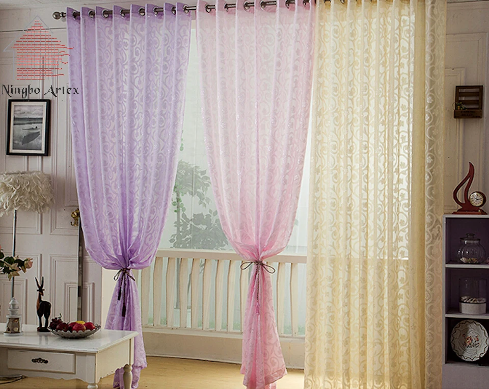 Artex 2017 Window Curtain Sheer Panel Door Sheer Beads Floral Voile See