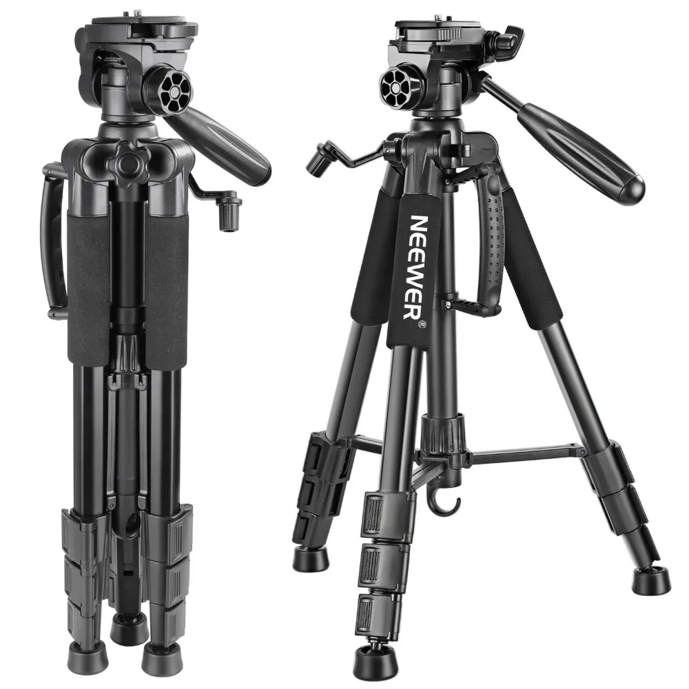 Günstige Neewer Tragbare 56 zoll 142 cm Aluminium Kamera Stativ 3 Weg Swivel Pan Kopf + Transport Tasche für canon Nikon Sony DSLR Kamera