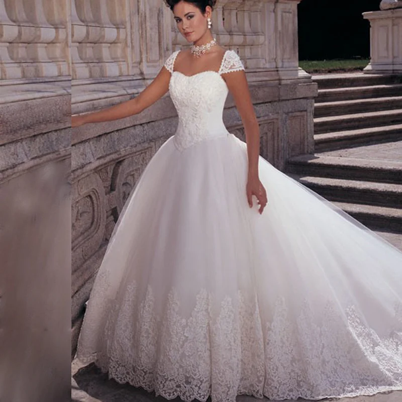 

2015 Elegant A-line Organza Tulle Wedding Dresses Sweet heart BrIdal Gown robe de mariee Floor Length vestido de noiva