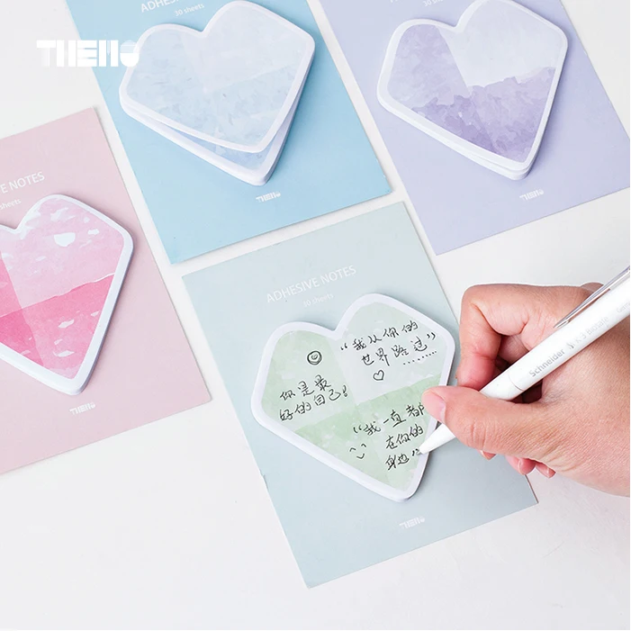 

30 sheets/pcs Romantic Heart Memo Pads Nordic Style DIY Bookmark Sticky Notes Scrapbook Self-stick Message Notes