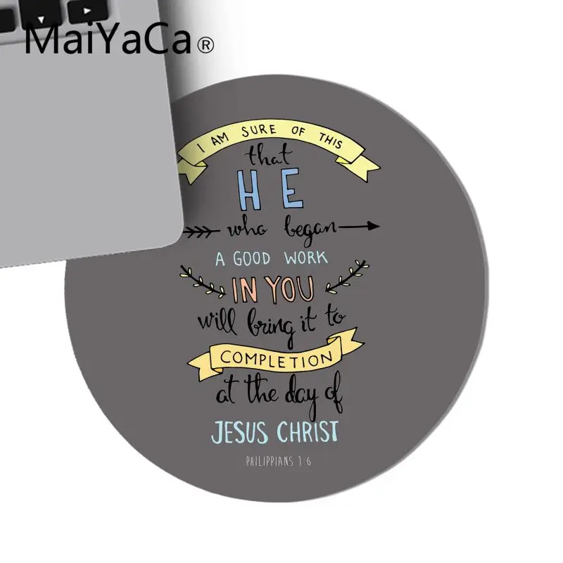 Maiyaca Библейские стихи филиппианцы Иисуса DIY дизайн игровой круглый коврик для мыши игровая мышь подкладка для коврика для ПК ноутбук для геймеров Настольный коврик