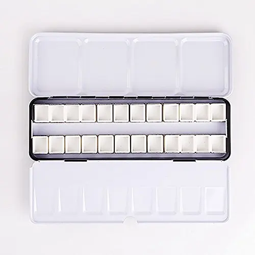 Bview Art Metal Watercolor Tin with Fold-Out Palette, Medium Watercolor  Tray Palette with 26 Empty Watercolor Half Pans For Art