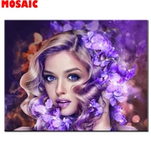 Пользовательские фото, 5D, DIy, алмазная живопись, мозаика, фиолетовая Роза женщина, алмазная вышивка, вышивка крестом, ремесла, памятный подарок