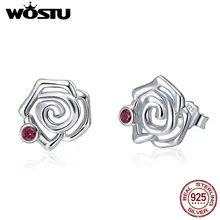 WOSTU 925 пробы серебряные ослепительные розовые милые серьги-гвоздики для женщин и девушек оригинальные модные ювелирные изделия подарок CTE006