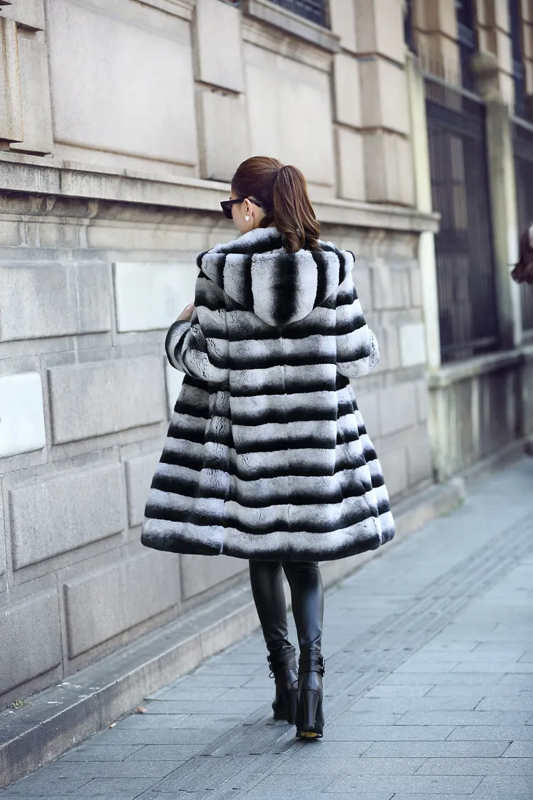 Зимнее Новое Женское пальто из кроличьего меха, пальто с капюшоном из шиншиллы и кроличьего меха, куртка с мехом кролика Рекс, пальто, ML701