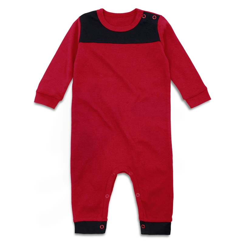 solid baby romper long sleeve red-1