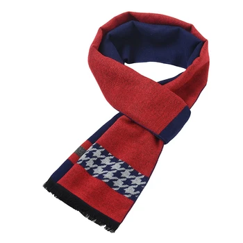 

Men Scarf Winter Warm Plaid Patchwork Red Scarves Lovers Gift Knitting Fashion Wrap Business Comfortable Long Scarf Bufanda