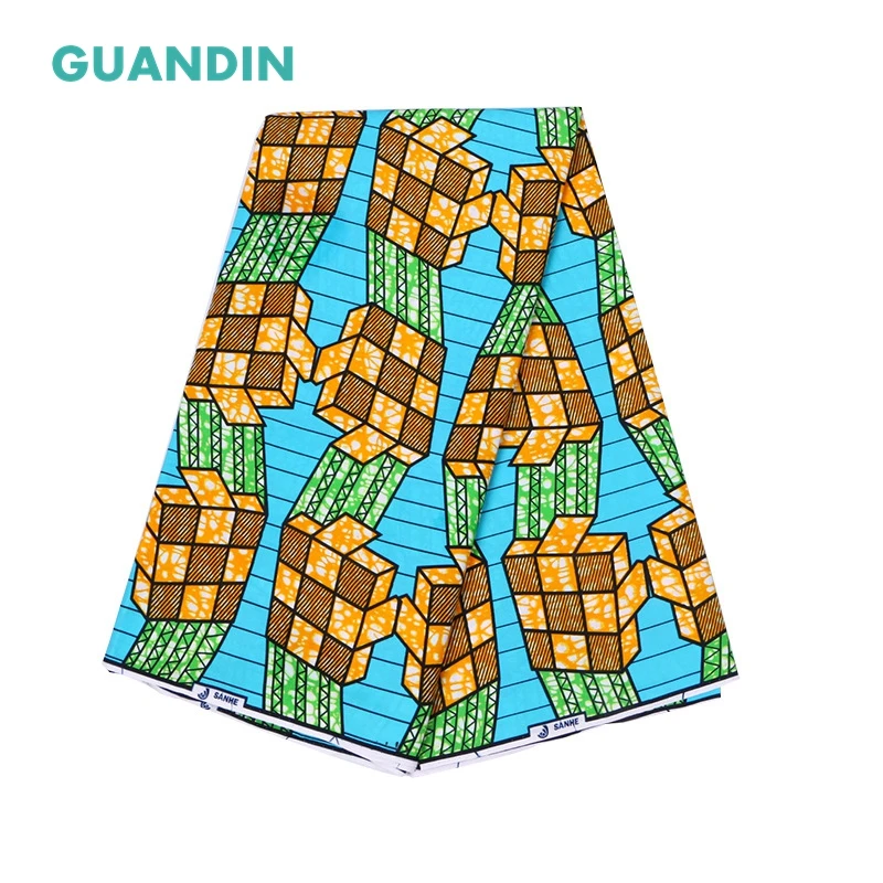 

GUANDIN,100% Cotton African Ankara Fabric 6 Yard/Piece Veritable Super Wax Hollandais African Fabric Batik For Women Party Dress