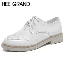 HEE GRAND/женские туфли-оксфорды из лакированной кожи на шнуровке с цветами; повседневная обувь на плоской платформе в британском стиле; женская обувь с перфорацией типа «броги» на шнуровке; XWD6758