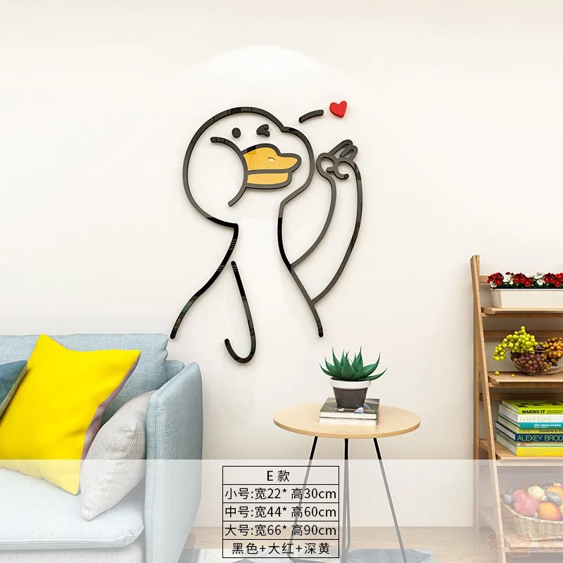 

Ins nordic style simple 3D acrylic solid wall sticks cartoon duck wall stickers decoration study room living room