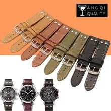 Correa de cuero de vaca de 20mm y 22mm para reloj, correa de piel de vaca auténtica para Cinturón de piel de ternero, repuesto de pulseras de correa de reloj