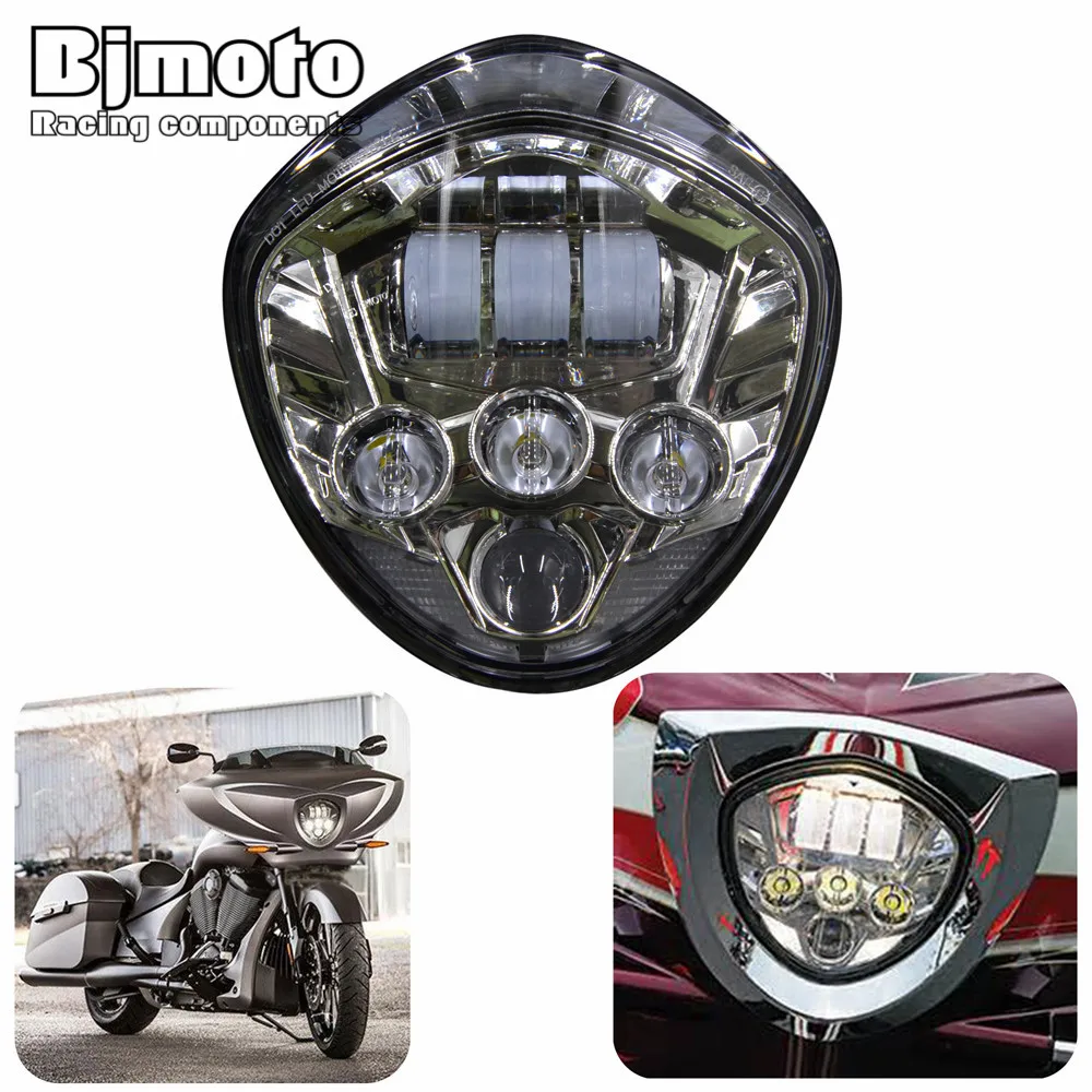 

BJMOTO Victory Motorcycle 60W LED Headlight lamp Black H4 H/L Beam For Victory cross-country 2010-16 CROSS MODELS,07-16 CRUISERS