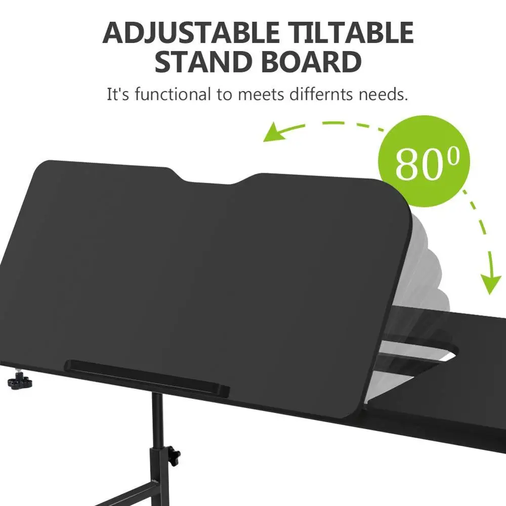 Overbed Tabelle mit Rädern, Multi-Funktion Einstellbar Mobilen Tisch mit Schwenkbarer Bord, Computer Schreibtisch für Schreiben Ausarbeitung