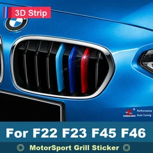 Para bmw série 2 f22 f33 f45 f46 216i 218i 220i 225i 228i listras grade dianteira do carro grill m motorsport tiras desempenho adesivo