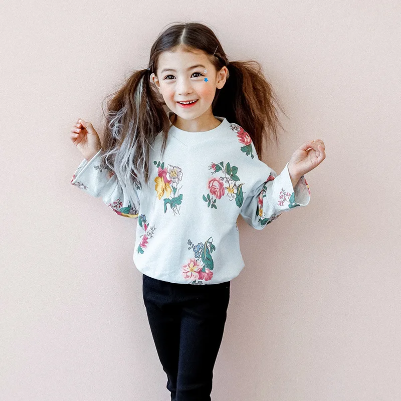 

Autumn And Winter New 2017 Girls Long-sleeved Sweatshirt Children's Floral Sweatshirt