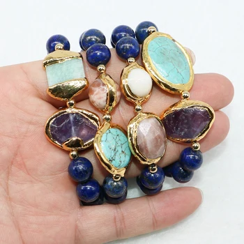 

4Strand Lapis stone bracelet Natural purple crystal bracelet Cross stone charms stone jewelry gift for lady5004