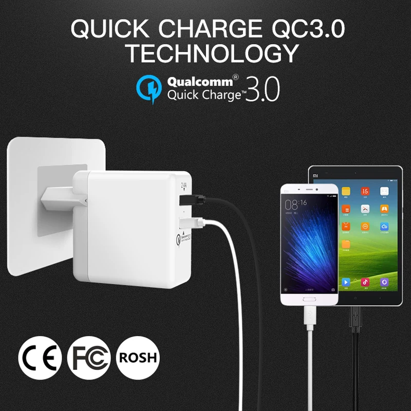 Vention شاحن سريع 3.0 2 ميناء usb شاحن الاتحاد الأوروبي التوصيل الأبيض الهاتف المحمول شاحن الجدار شاحن ل xiaomi htc جوجل QC3.0 سريع