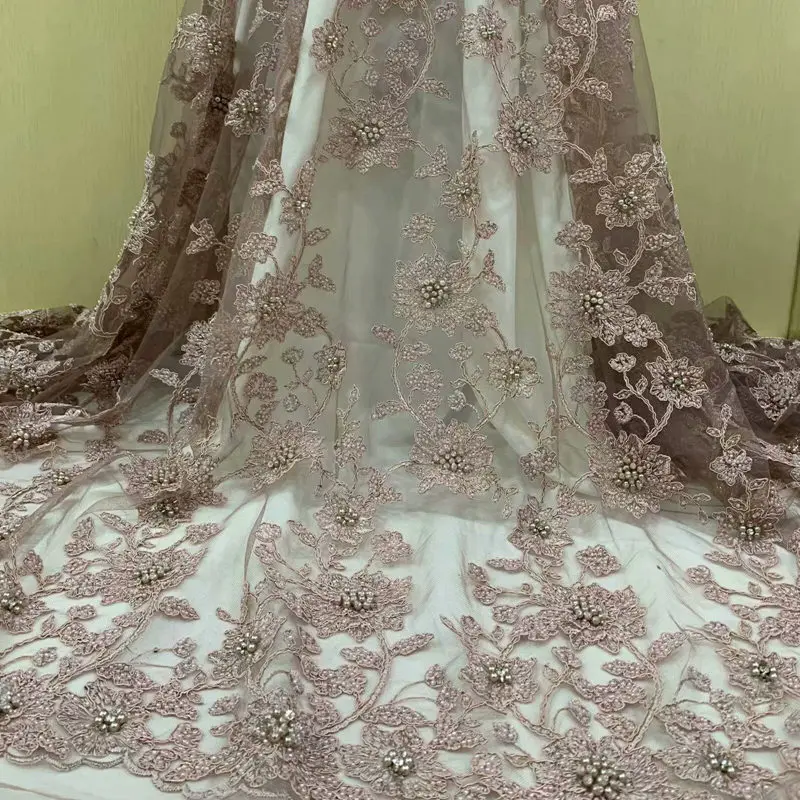 

FolaSade 2019 New Design Bridal 3d Lace Embroidered Nigerian French Net Lace Fabrics For Wedding High Quality 5yards/lot TZ225