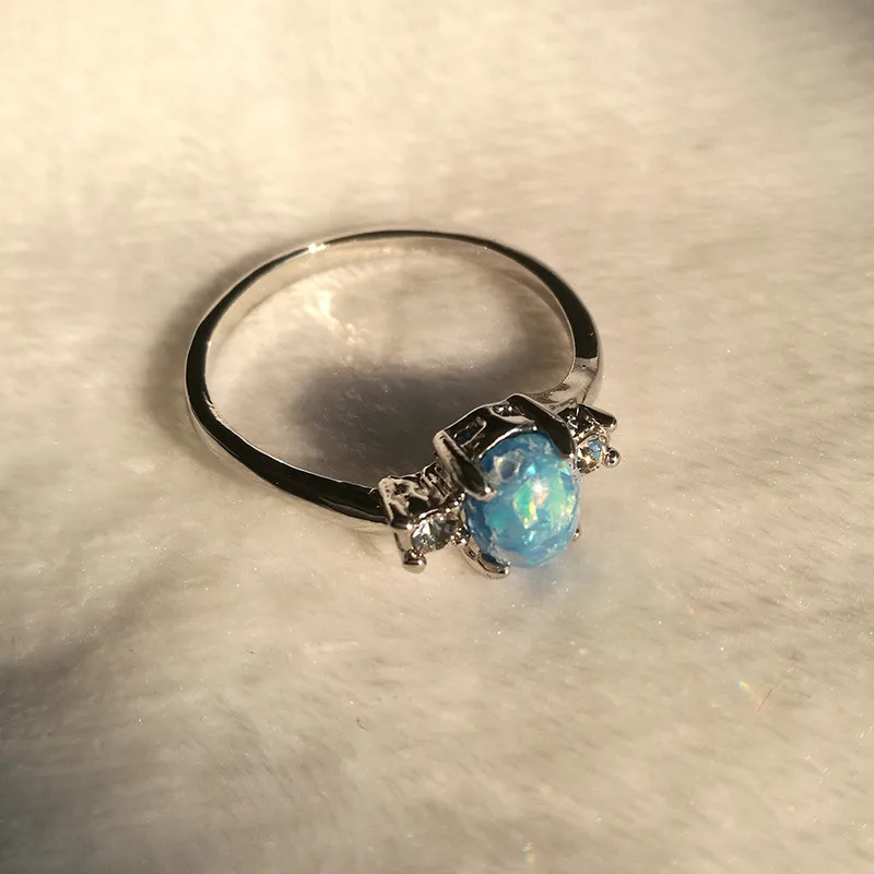 Mostyle дизайн Белый огненный опал кольцо модные ювелирные изделия для женщин серебристый циркониевый кольца