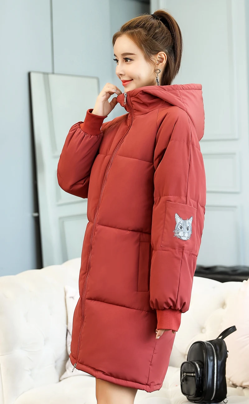 Корейский стиль, зимний женский пуховик с капюшоном, длинное женское теплое пальто, парка Mujer Invierno